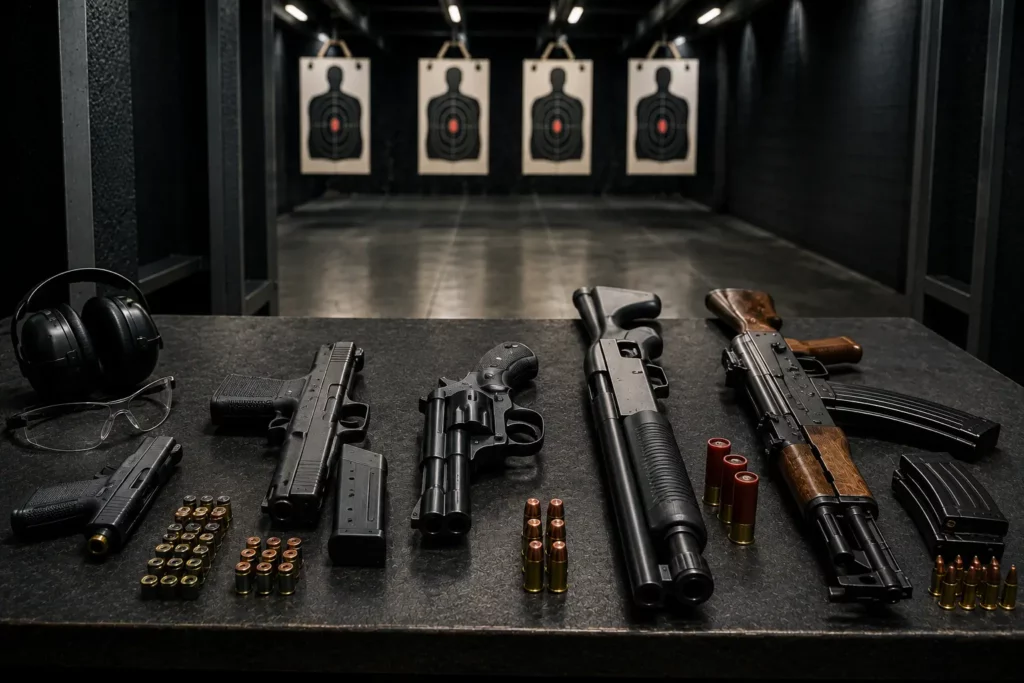 Firearms and ammunition for a target shooting package in Budapest