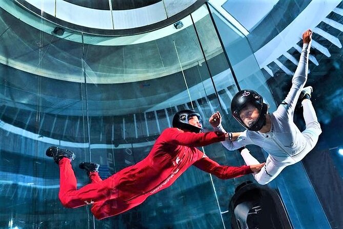 Indoor sky diving in Budapest during a stag do