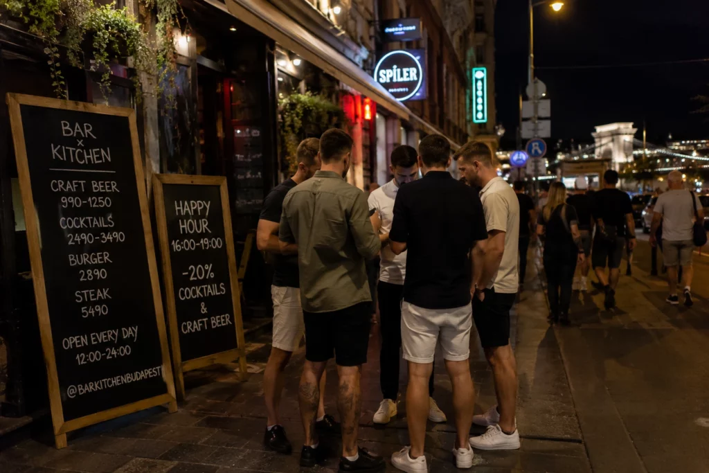 Stag group comparing food and drink prices in Budapest