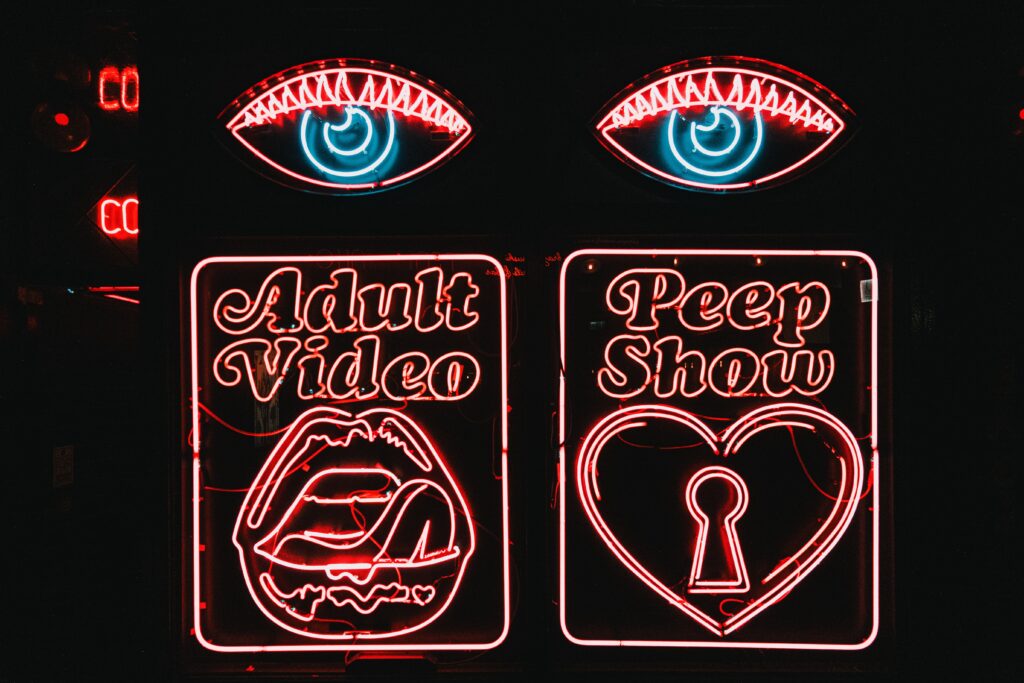 Peep show sign in Budapest is ususal, because it's a strip club for stag dos