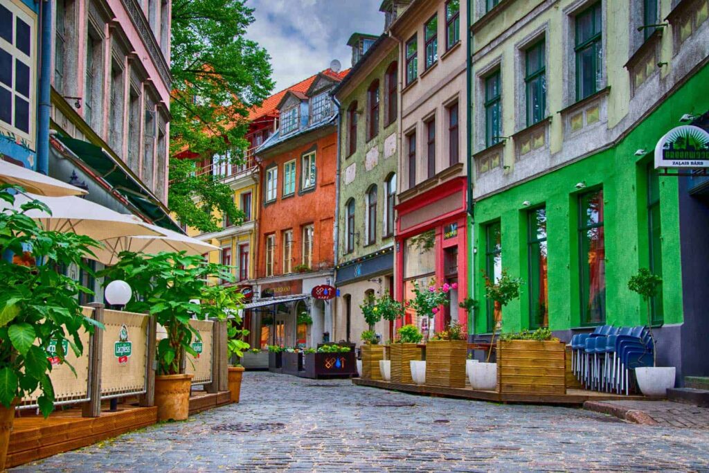 beautiful street in Riga, a perfect stag do location