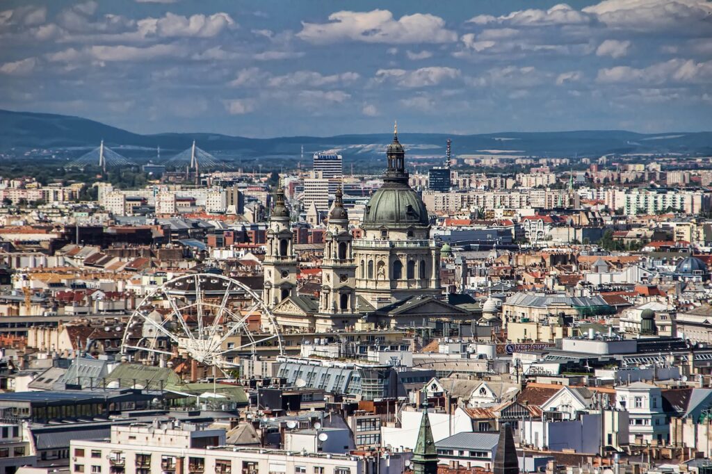 Budapest during the day with the famous Ferris wheel