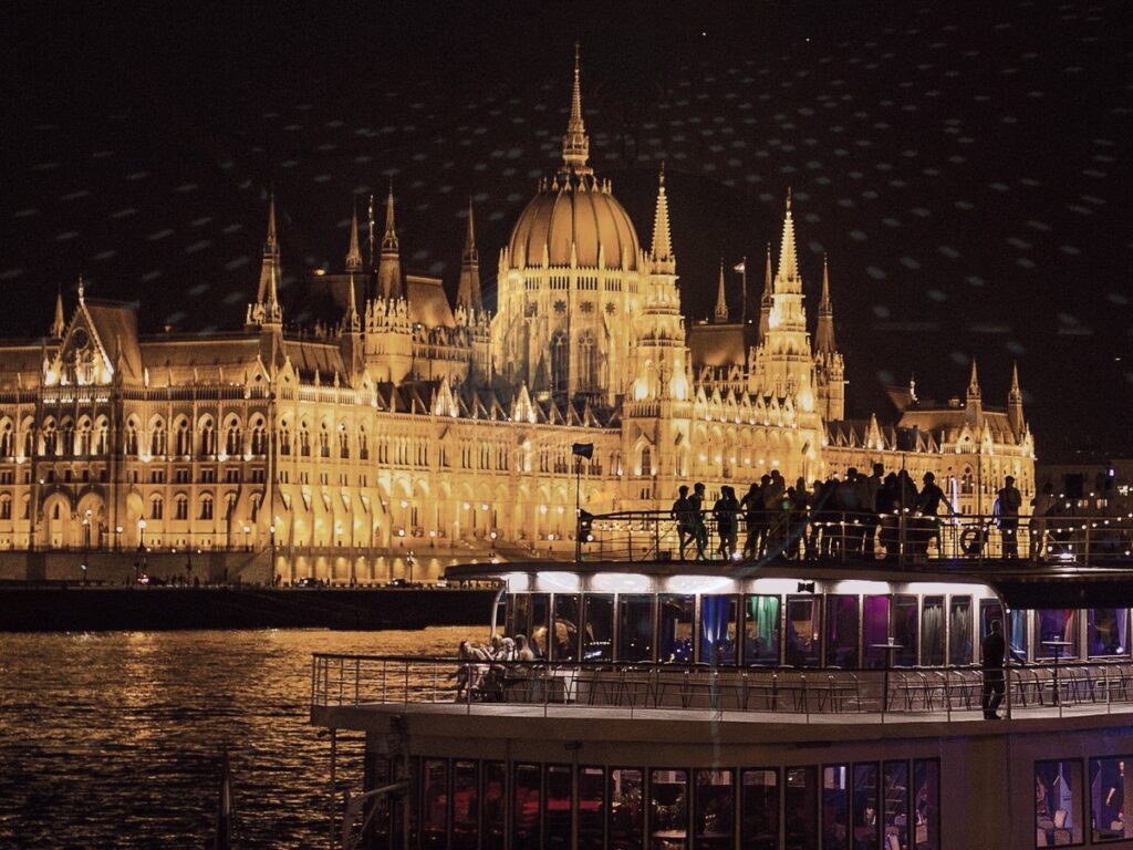 Danube river cruise front of Budapest Parliament