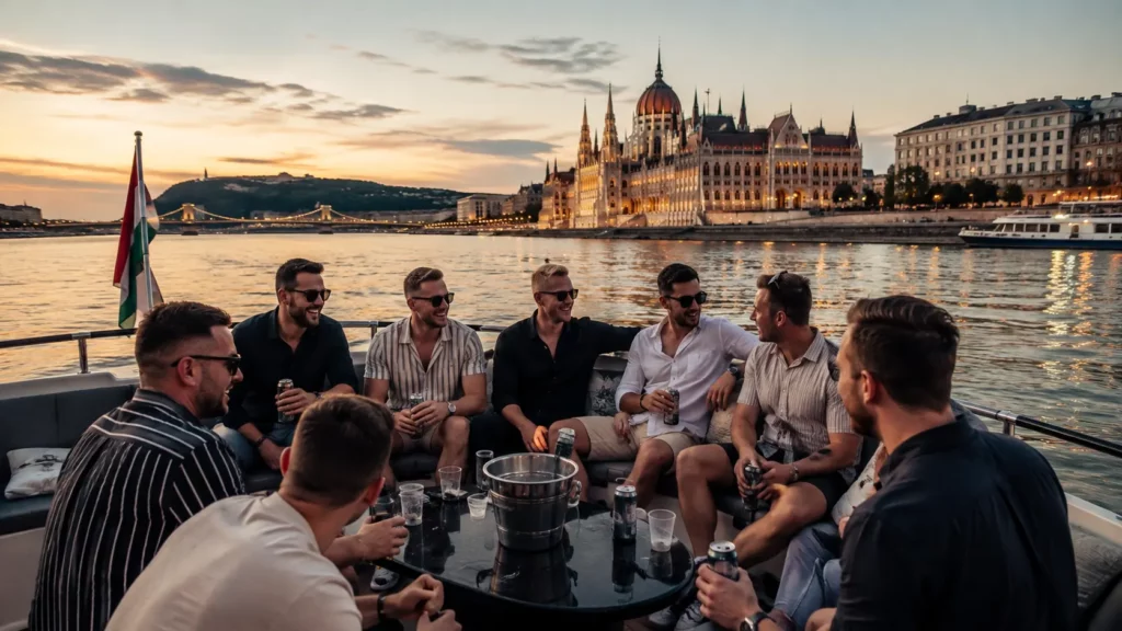 Stag group enjoying a Danube river cruise in Budapest