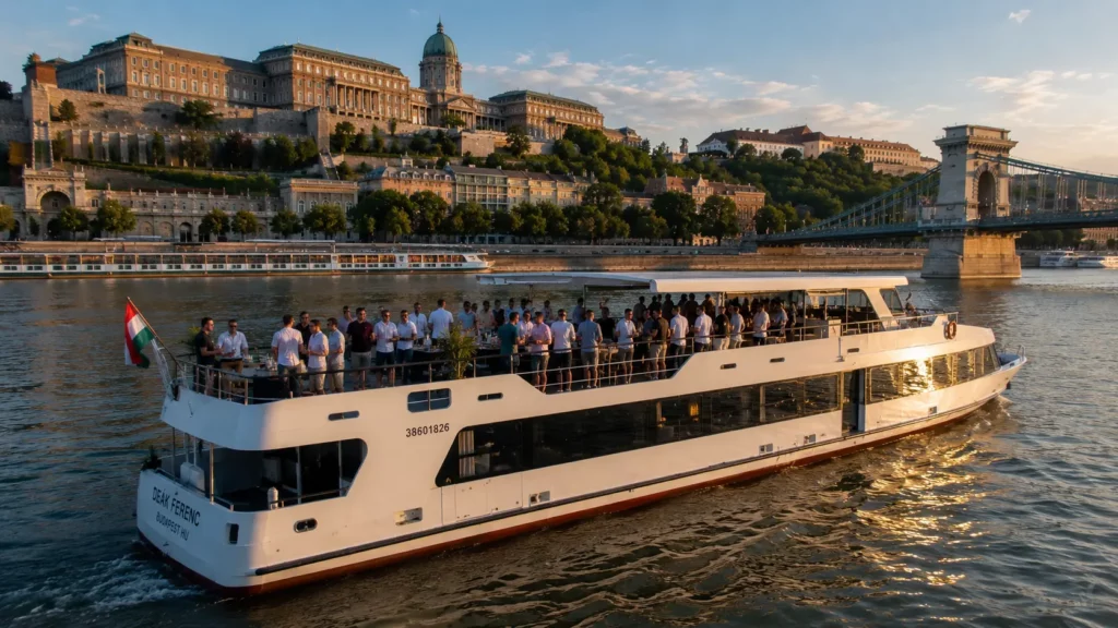 Large stag group on a private Danube cruise in Budapest