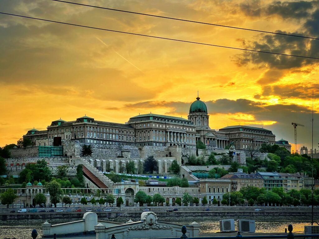 Buda castle taken from a Budapest boat cruise