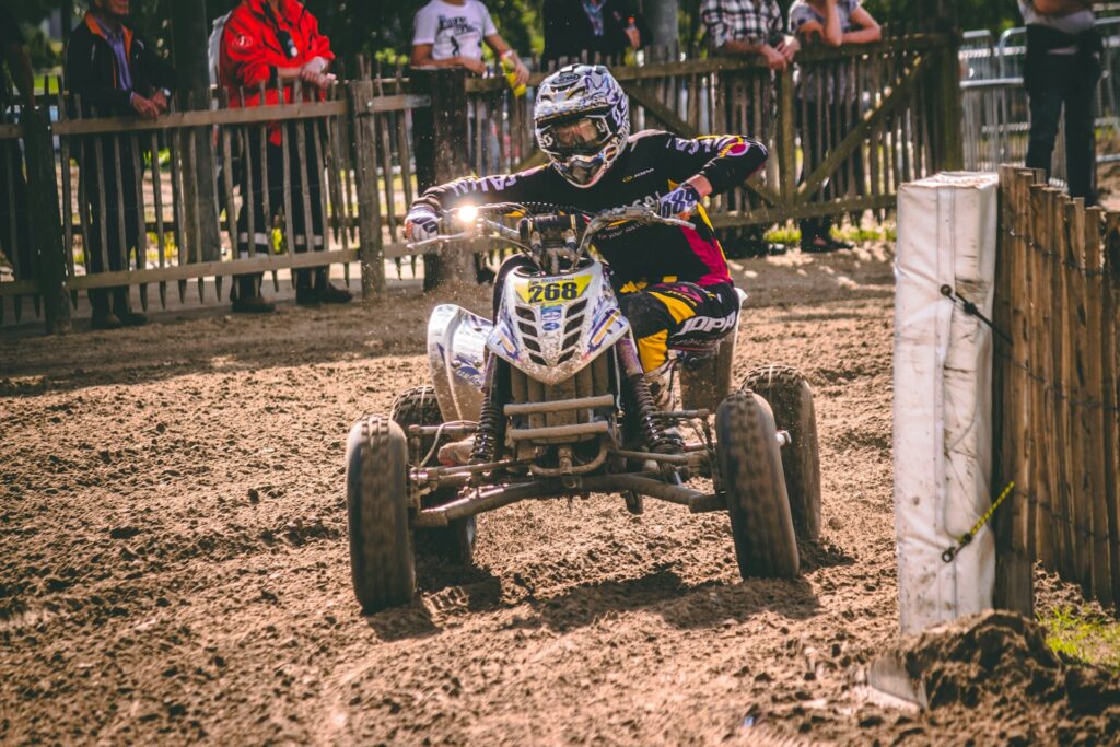 Exciting quad biking adventure on a dirt track, a thrilling activity included in Budapest stag do packages for adrenaline seekers.