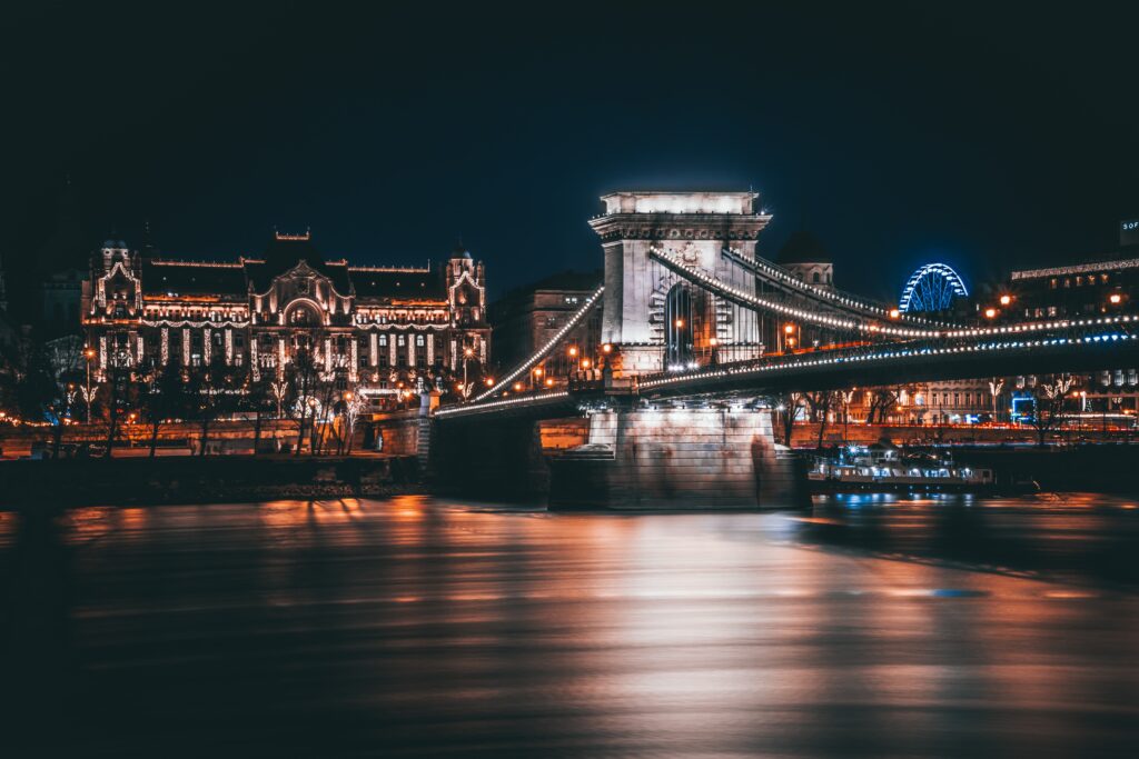 Budapest - Stag do Abroad - Chain bridge at night