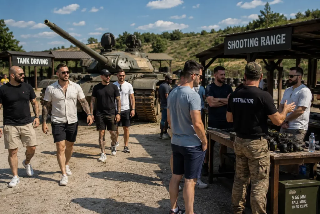 Stag group at a tank driving and shooting experience near Budapest