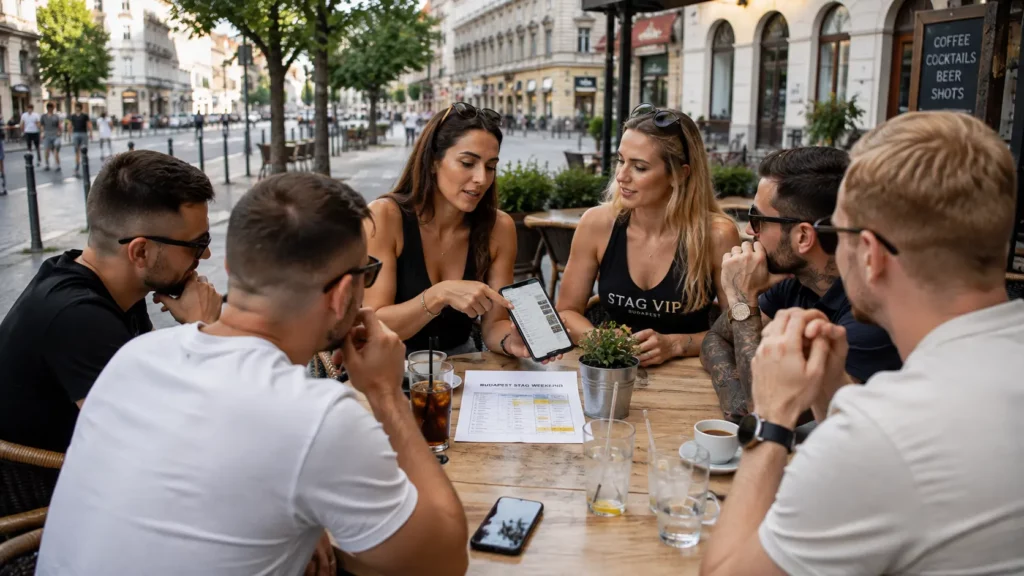 Local Budapest stag do coordinators planning a weekend with a group