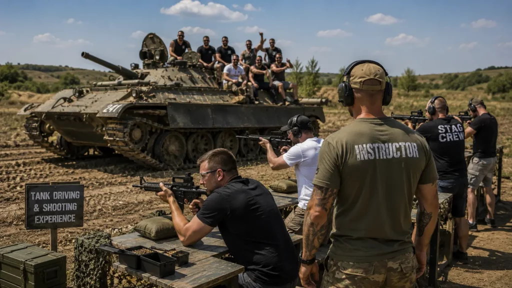 Tank driving and supervised shooting experience for groups in Budapest
