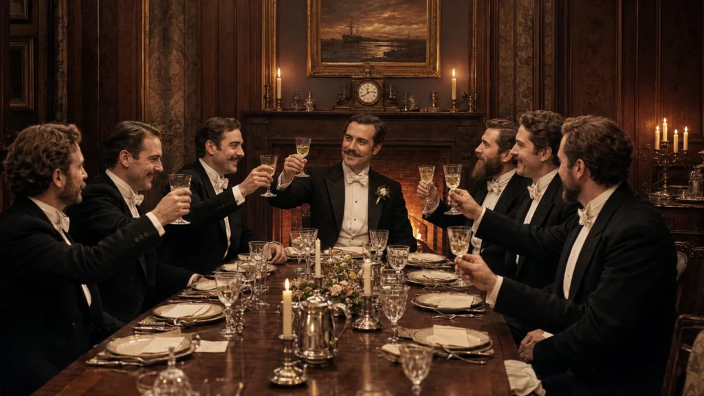 Historic pre-wedding feast representing the origins of stag and bachelor party traditions