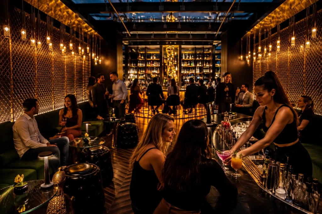 Cocktail bar in Budapest during a lively night out