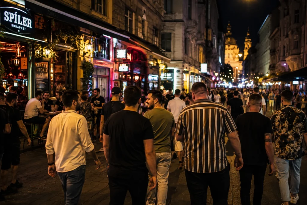 Budapest nightlife in the city centre after dark