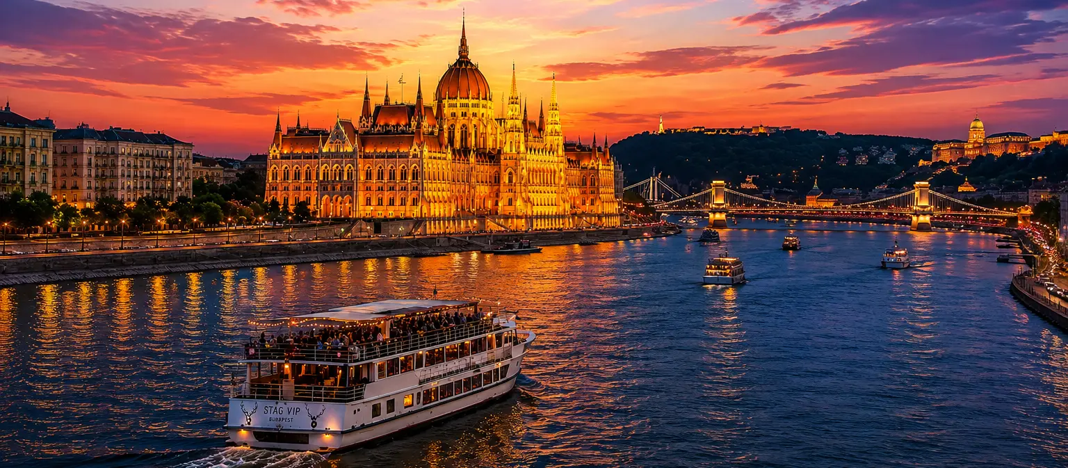 Budapest stag do package with a private Danube cruise at sunset